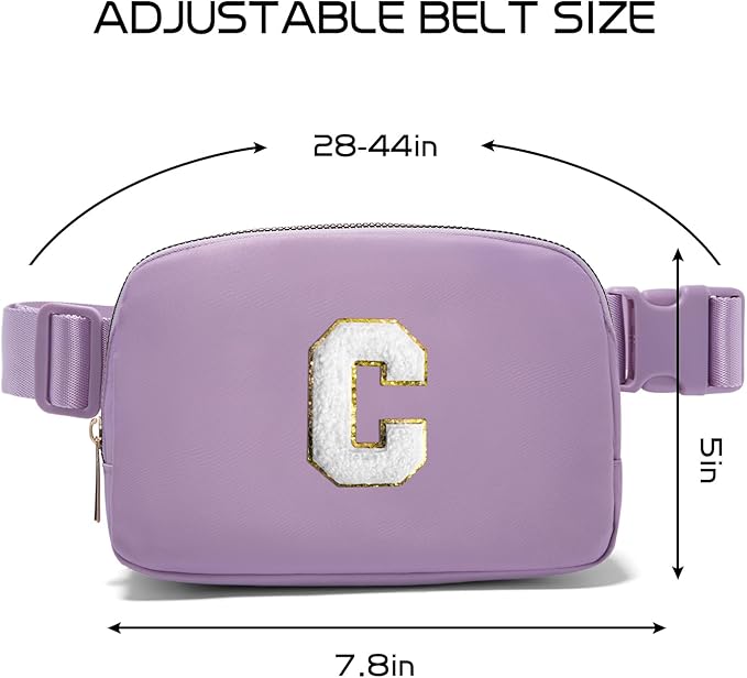Gitus Birthday Gifts for 8 9 10 11 12 13 Year Old Girls Personalized Fanny Pack Crossbody Bags with Initial Letter Patch Belt Bag for Teen Girls Cute Trendy Stuff Travel Essentials (Lavender-C)