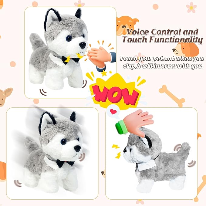 Puppy Toys for Kids, Toy Dogs That Walk and Bark, Walking Dog Toy for Kids with Leash, Interactive Stuffed Puppy with Remote Control, for Girls and Boys Aged 3-7 Year Old