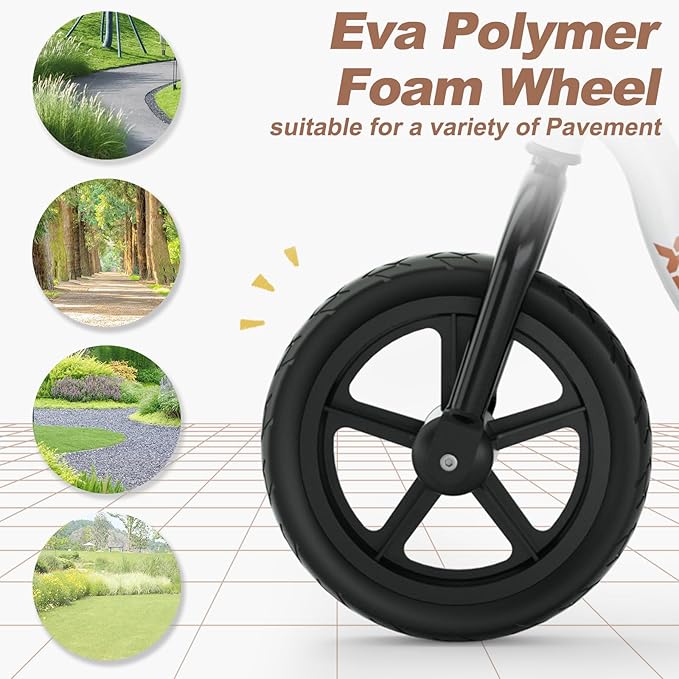 XJD Toddler Balance Bike 2 Year Old, 12 NCH No Pedal Bicycle for Girls Boys Ages 18 Months to 5 Years Old Toddler Training Push Bike Adjustable Seat (White)