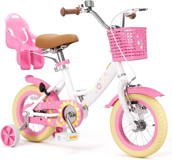 XJD Girls Bike for Toddlers and Kids Ages 2-12 Years Old,12 14 16 Inch Kids Bike with Training Wheels & Basket