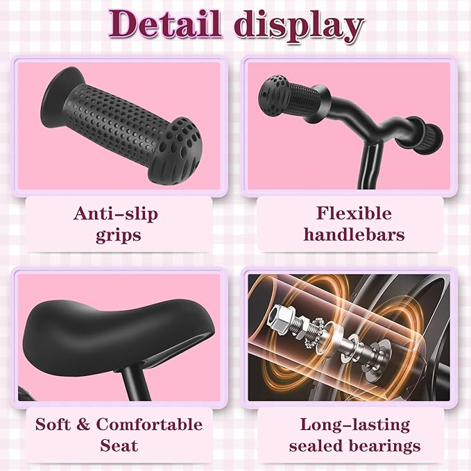 SIMEIQI 12" Balance Bike for Boys Girls 2 3 4 5 Years Old No Pedal Walking Balance Training Sports Bicycle for Kids Toddlers Lightweight Adjustable Seat & Handlebar