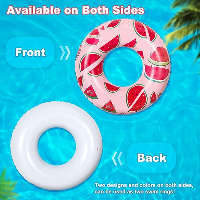 HeySplash Cartoon Swim Ring, Inflatable Durable Round Shaped Flamingo Summer Pool Beach Party Swimming Float Tube, Water Fun Swim Pool Toys with Repair Patch for Adults, 80cm Diameter, Pink