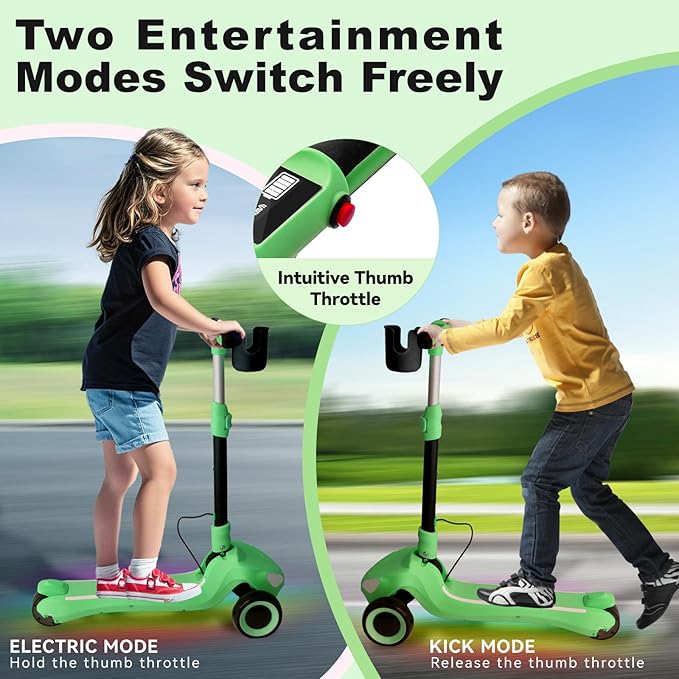 3 Wheel Electric Scooter for Kids Ages 3-10, w/Storage Basket, LCD Screen, Full Body Lights Up, Wide Deck, 5Mph Safe Speed, 90min Riding, Balance Foldable Kick Scooter for Boys & Girls