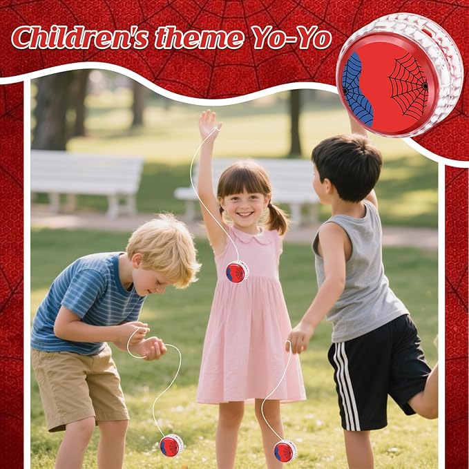 24 Pack Spider-Themed LED Light Up Yo Yo Balls Party Favors for Kids, Back to School Classroom Prizes, Superhero Yo Yo Bulk Toys for Boys Girls