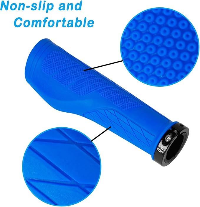 SOLODRIVE Ergonomic Design Mountain Bike Grips, Comfortable Bicycle Handlebar Grips, Single Lock-on and Non-Slip MTB Handle, Fit MTB, E-Bike, Hybrid, Scooter