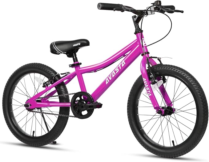 AVASTA Bilbo 18 20 Inch Kids Bike for Boys Girls 5-10 Years Old, Retro Style High Carbon Steel Bicycle with Adjustable Handlebars and Seat, Dual V-Brakes, Kickstand, Multiple Colors