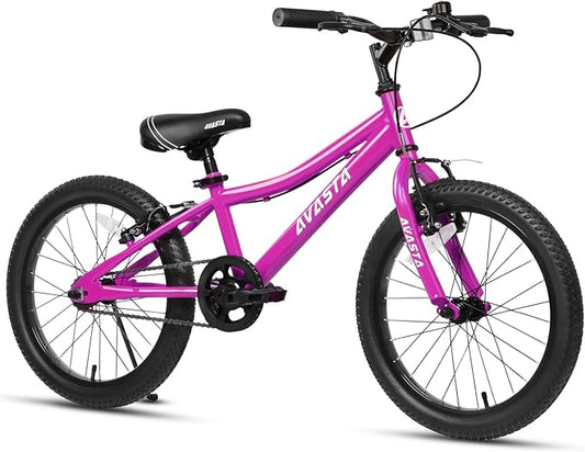 AVASTA Bilbo 18 20 Inch Kids Bike for Boys Girls 5-10 Years Old, Retro Style High Carbon Steel Bicycle with Adjustable Handlebars and Seat, Dual V-Brakes, Kickstand, Multiple Colors
