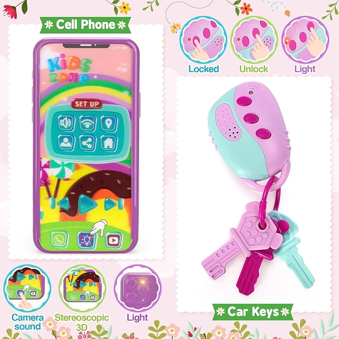 Officygnet Toys for Girls 3 Years Old, Toddler Purse Girl Toys with Pretend Makeup Kit, Pretend Princess Play Purse Toy for Little Girl, Christmas Birthday Gifts for Toddler Girls Age 3, Purple