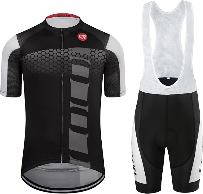 Coconut Ropamo CR Men's Cycling Jersey Set Road Bike Jersey Zipper Pocket Bib Shorts with 4D Padded Cycling Clothing Set