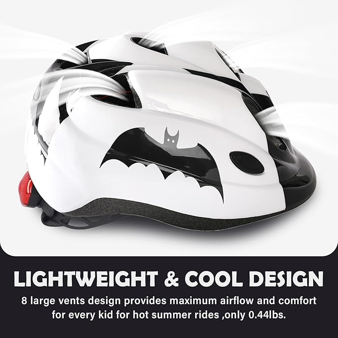 Kids Toddler Bike Helmet, Adjustable Boys Girl Helmets from Baby to Children(Age 1-8), Multi Sports for Bicycle Skate Scooter with LED Light