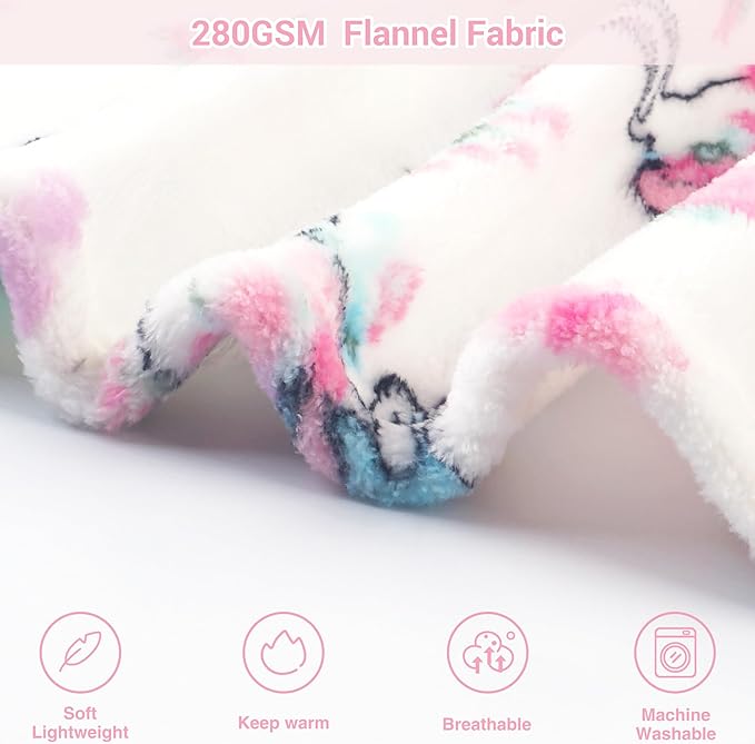 Viviland Kids Unicorn Print Throw Blanket for Girls - Warm Lightweight Plush Fleece for Sofa, Chair, Couch, Bed - 30" x 40"