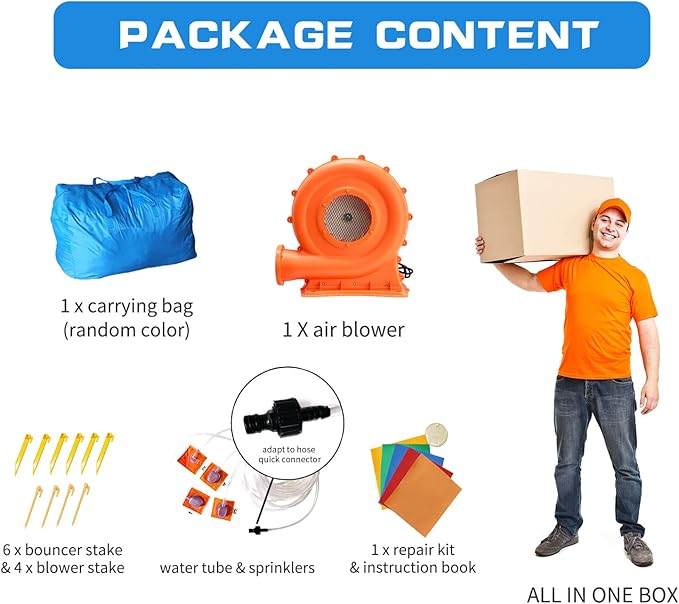 Baralir Inflatable Bounce House with Water Slide – Backyard Inflatable Water Park with 4 Sprinklers, 2 Splash Pools, Fits 5 Kids, Perfect for Summer Fun & Cooling Down