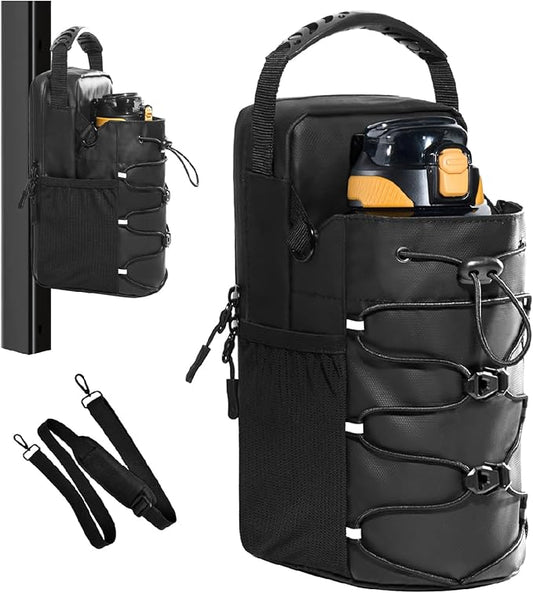 Magnet gym bag for Men and Women,Magnetic Sling Pocket Bottle ，Holds A 40 OZ Mug，Magnetic Water Bottle Holder for GymGym Bag for Gym,Sports, Trave for Cycling(Black)