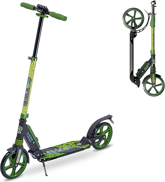 Skidee Adult & Teen Scooter Adjustable Height, Folding, Large Wheels, Lightweight, Durable, Anti-Shock Suspension, Up to 220 lbs