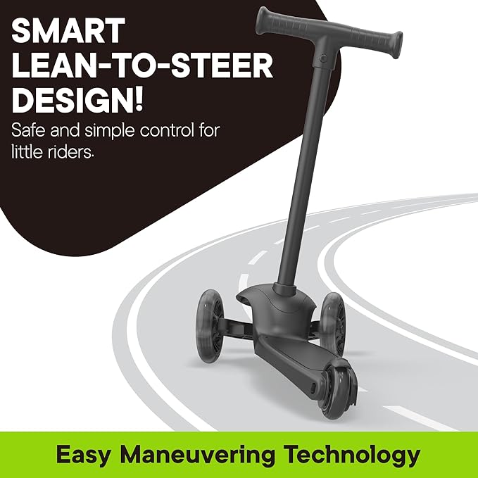 3 Wheel Scooter for Kids, Smooth Light Up LED Front Wheels, Wide Anti Slip Deck, Rear Foot Brake, Easy Lean to Steer Maneuvering, Indoor & Outdoor Ride On Toys for Ages 2 Up