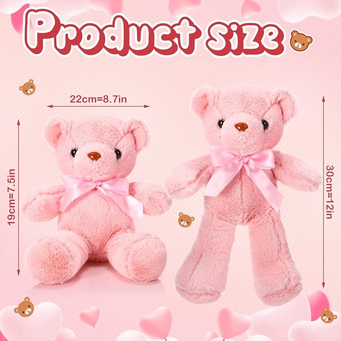 Skylety 10 Pieces Bears Bulk Stuffed Animals Soft Plush Toy Gift Bears with Ribbon Bow for Boys Girls Birthday Wedding Baby Shower Party Favor(Warm Colors)