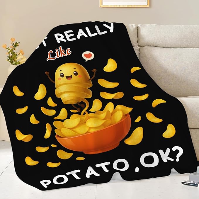 Potato Blanket for Women Girls, Potato Lovers Flannel Throw Blanket, Cozy Fleece Soft Stuff Food Blankets Gift for Kids Couch Sofa Bed 50" x 40"