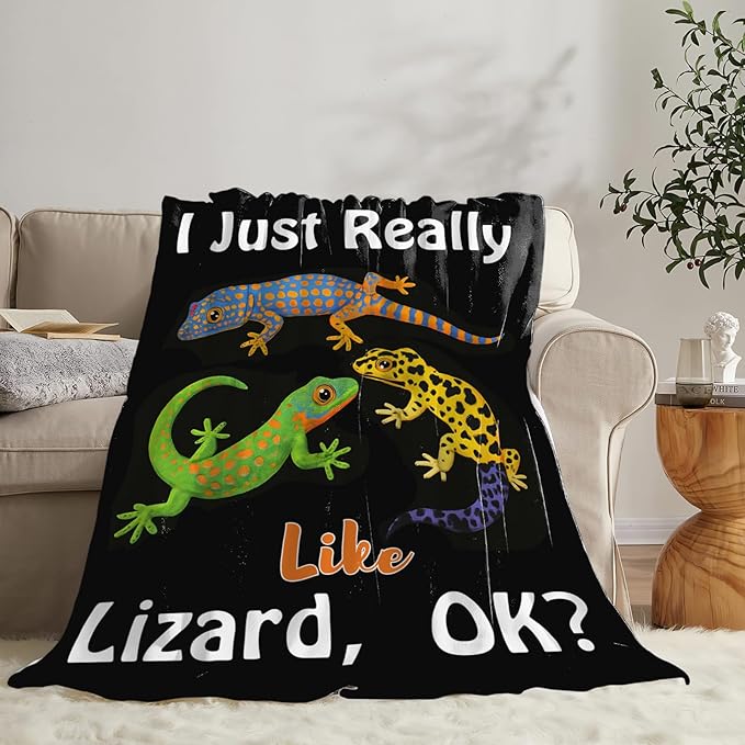 Lizard Blanket Gifts for Girls Boys Reptiles Lovers Throw Blankets Cozy Plush Fleece Lizards Decor Flannel Fuzzy for Kids Women Men 60"X50"