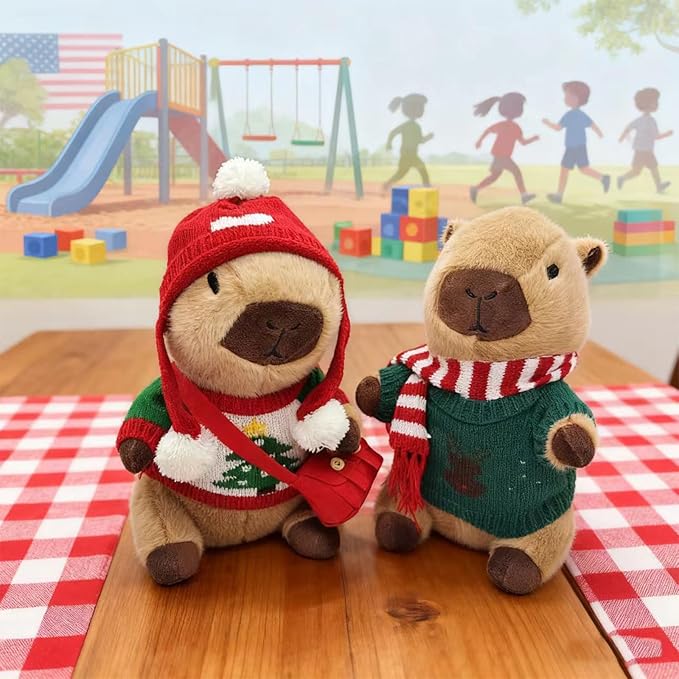 Capybara DIY Plush Dolls Can Be Paired with Hats/Sweaters/Bags. Christmas Plush Toy Gift, The Creative and Ever-Changing Capybara Doll is A Plush Animal Birthday Gift for Boys and Girls.
