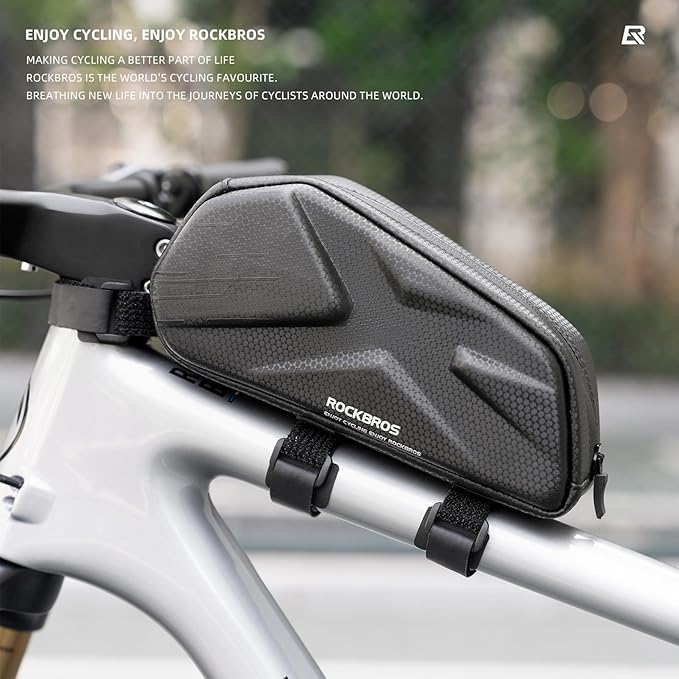 ROCKBROS Top Tube Bag Hard Shell Bike Tube Bag Pouch 1.4L Capacity Bike Frame Bag Cycling Accessories