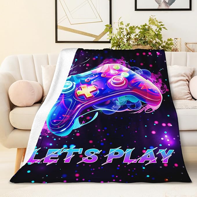 Gaming Blanket for Boys Men Game Throw Blankets for Kids Teens Adults, 60x80 Inches Soft Cozy Cool Decor Throw for Sofa Couch Bed Office