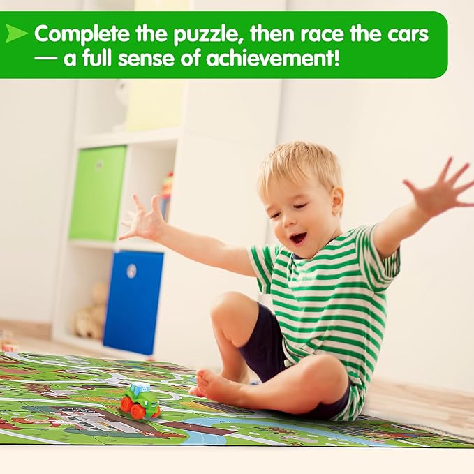 Farm Animals Jumbo Floor Puzzle, 48 Piece Large Jigsaw Puzzles for Toddler 3-5, Farm Adventure Play Mat for Pretend Play, Preschool Educational Toys for Kids Ages 4-8