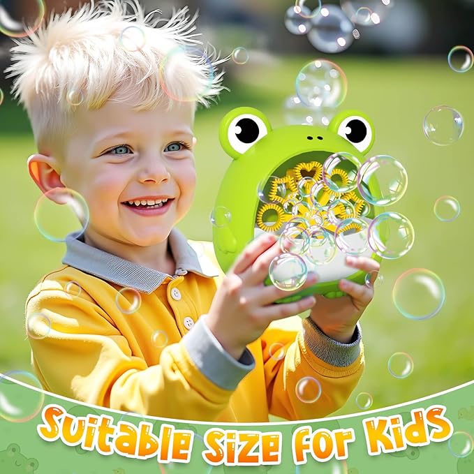 Frog Bubble Machine Toys for Kids 3-8 Years Old: Bubble Blower Maker with 2 Solutions, Outdoor Party Toy, Birthday Gift for 3 4 5 6 7 8 Year Old Girls Boys