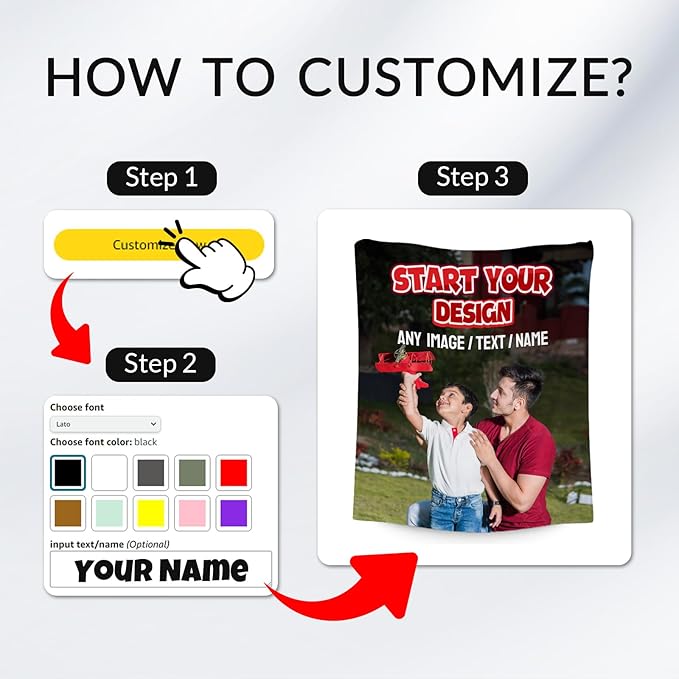 Personalized Blanket with Photo - Custom Gift for Kid Teens Adults - Picture Blankets with Name, Soft Fleece Throw for Couch, Bed