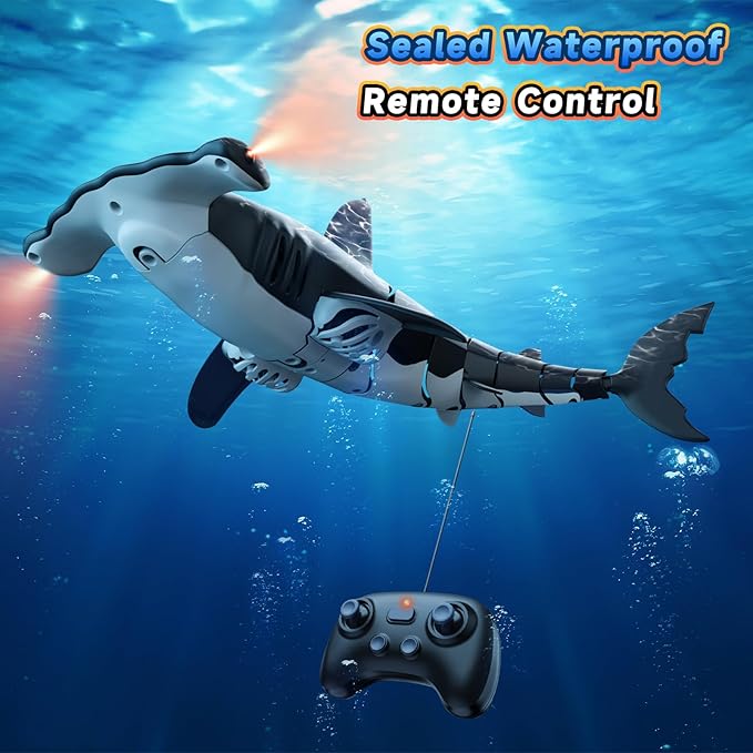 Remote Control Shark Toys High Simulation,Water Toys for Kids, High Simulation Shark for Pool & Bath, Ideal Gifts for Boys Ages 6+ (Gray)