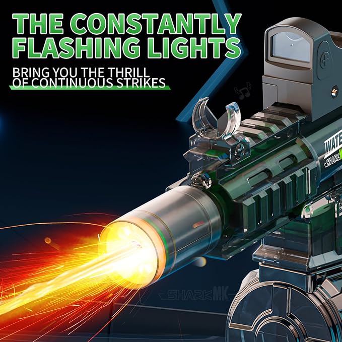 Electric Water Guns for Kids Adults, Transparent Automatic Squirt Guns, Summer Outdoor Beach Swimming Pool Party Toys (Green)