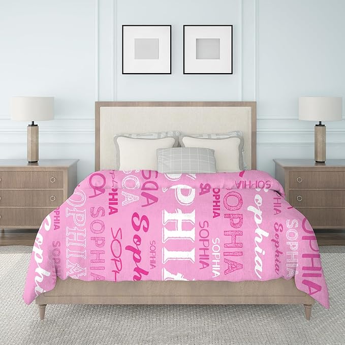 Ship Next Day, Personalized Baby Blanket with Name - Printed in USA, Custom Name Blanket for Boys Girls Kids, Customized Flannel Blankets Gifts for Teen Shower Toddlers Christmas Brithday