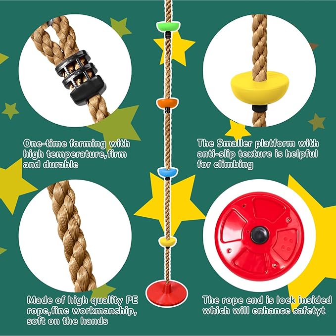 ZNCMRR Tree Swing Climbing Rope, Heavy Duty Swings Seat Replacement for Kids Disc Rope Climbing Swings Seat for Tree Indoor Outdoor Playground Swing Set Accessories(Red)