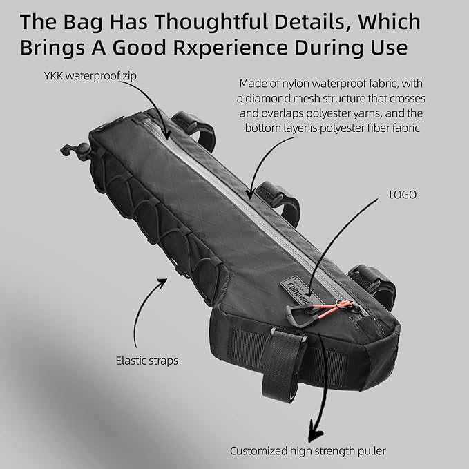 Rhinowalk Bicycle Front Frame Bag Bike Under Top Tube Triangle Waterproof Bag 2.4L Cycling Accessories Nylon Pack Pouch for MTB Road Bike Cycling Commuting and Outdoor Adventures