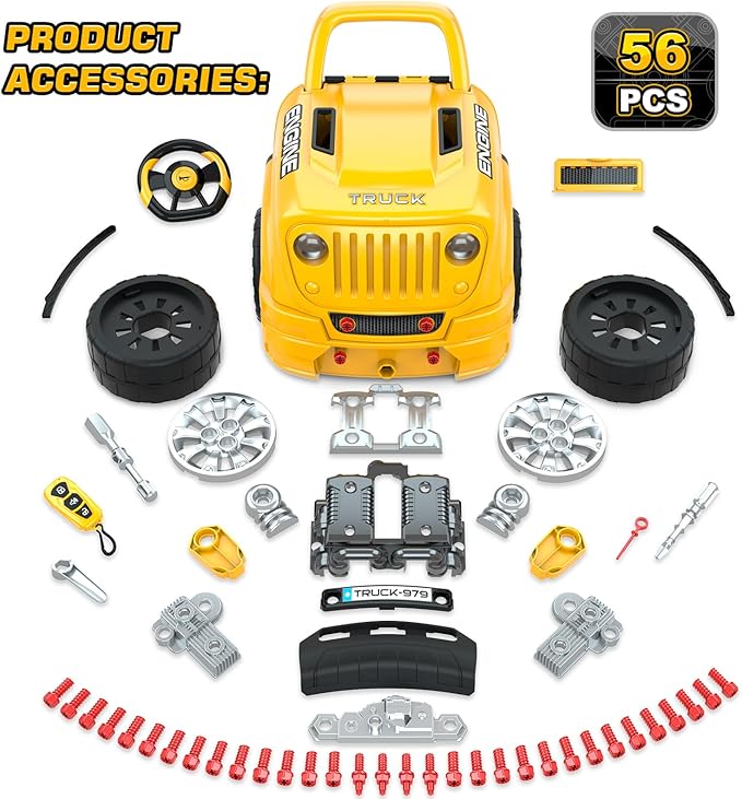 SpringFlower Toys Gifts for 3 4 5 6 7 8 Years Old Boys, Large Truck Engine, Mechanic Repair Set for Kids, Big Truck Builder Kit, Take Apart Motor Vehicle Play Car Service Station, for Kids