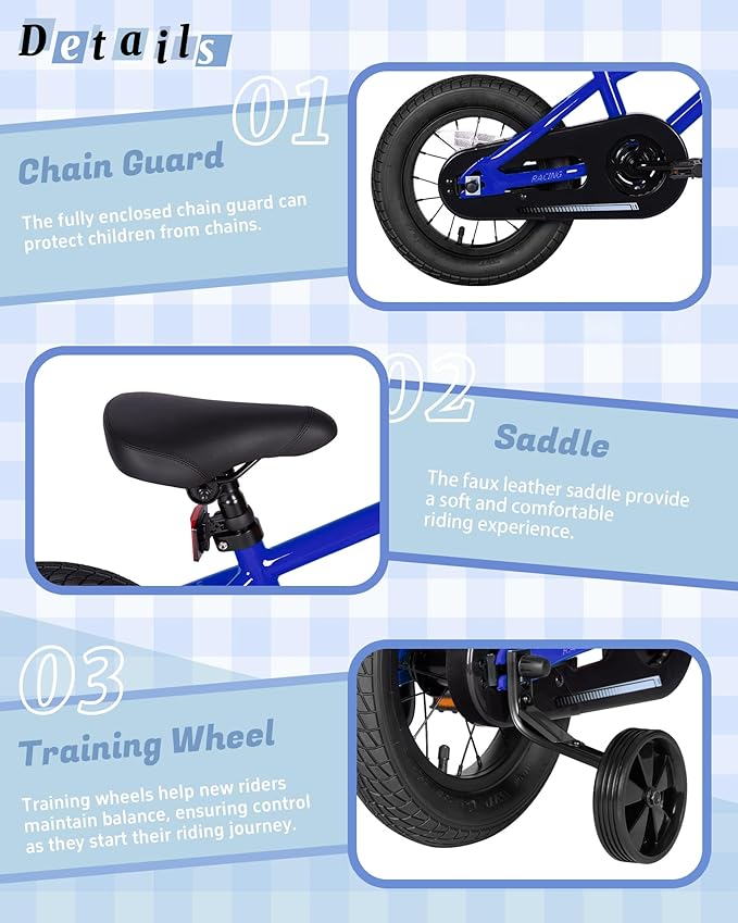 12 14 16 20 Inch Kids Bike BMX Style Bicycle with Training Wheels for 2-14 Years Old Toddlers Boys Girls Coaster Brake Multiple Colors