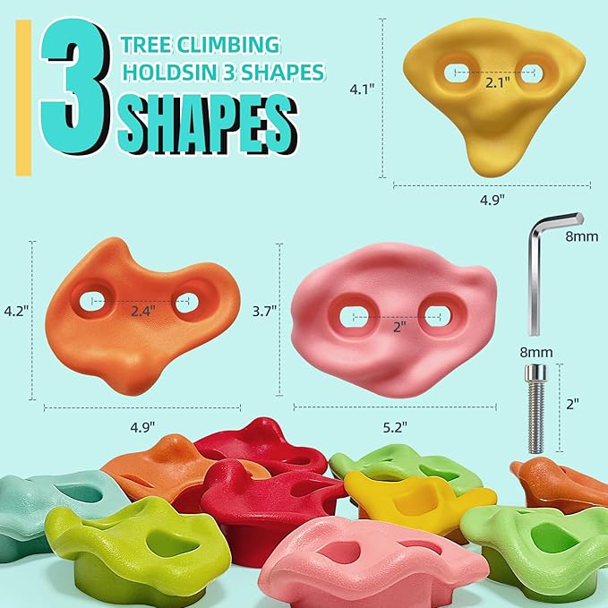 30 PCS Rock Climbing Holds for Kids, Extra Large Climbing Rock Wall Grips, Adult Rock Wall Holds Rock Wall Climbing Kit with Hardware for Indoor and Outdoor Climbing Wall Holds（Pastel Color）