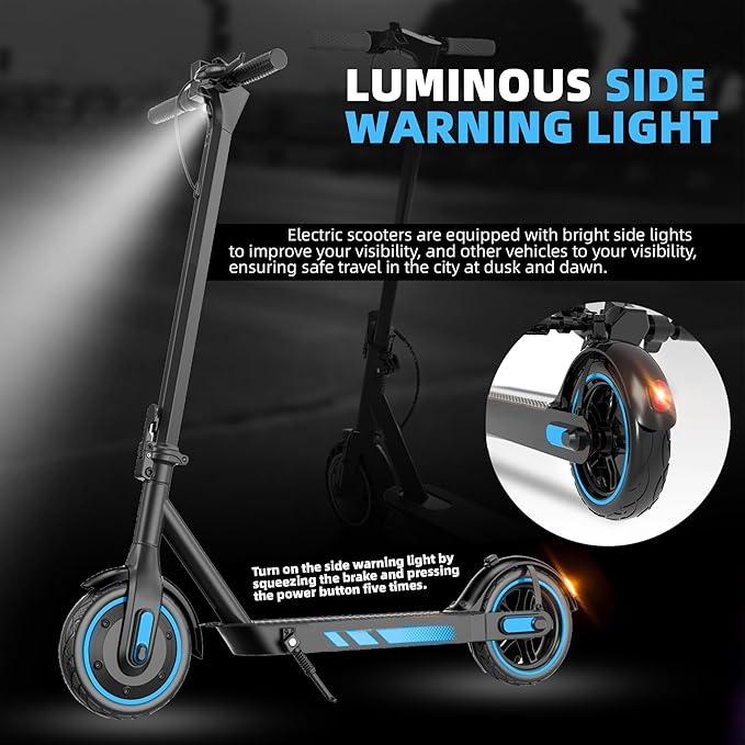 Electric Scooter Adults, 500/600W Motor, 28 MPH Top Speed,10" Vacuum Big Tires, Foldable E-Scooter with App Control & Disc Braking System for Smart APP Contro