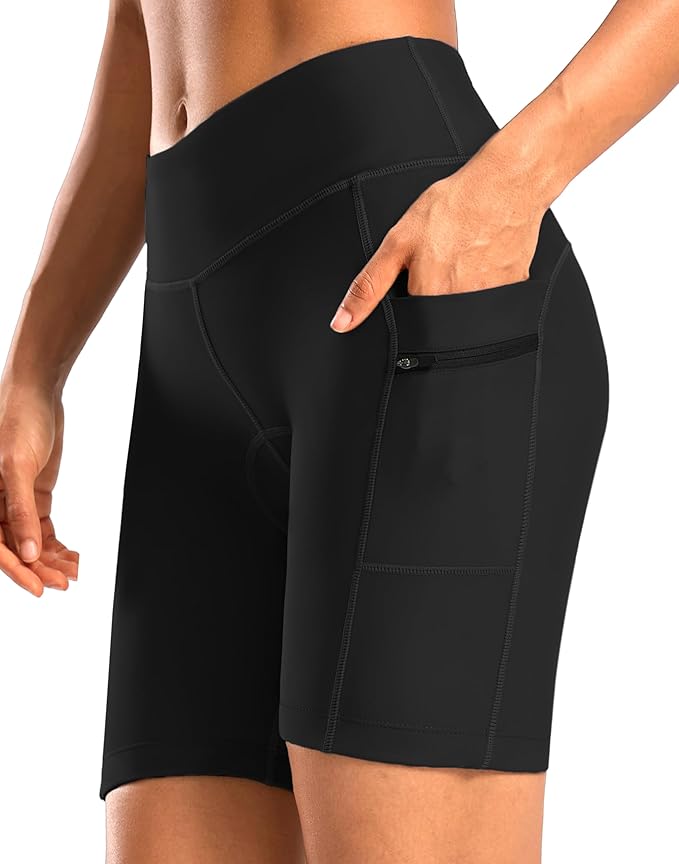 Women's 4D Padded Bike Shorts 5"/7" Riding Underwear Cycling Bicycle Road Biking Cycle Shorts for Women Zipper Pockets