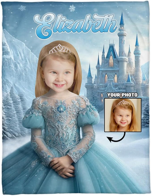 Zocoshi Personalized Baby Blankets Frozen Princess for Girls Personalized Baby Gifts with Name, Customized Baby Blanket, Newborn Boy Gift, Soft Fleece (Frozen Princess)