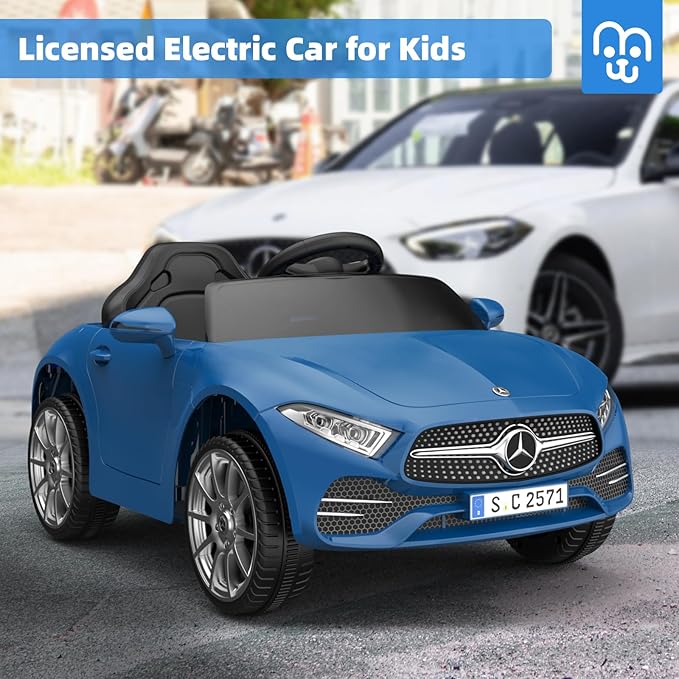 12V Licensed Electric Car with Remote Control, Kids Ride On Car with Bluetooth USB Music Player, 3.1MPH Max Speed, Battery Powered Roadster Birthday Day Gift for Boys and Girls-Blue