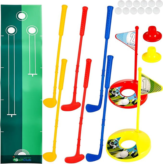 27 Pcs Plastic Mini Golf Set Plastic Toddler Golf Clubs Kids Golf for Outdoor Indoor Educational Golf Birthday Christmas Party Gifts, 3 Colors