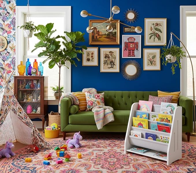 Baby Bookshelf Wood Montessori Kids Book Shelf Dutch Design 5Tier Scalloped,Milkywhite