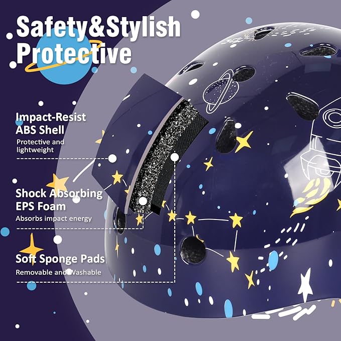 Kids Toddler Bike Helmet for Boys Girls, Adjustable Bicycle Helmet from Infant Baby to Children, Multi-Sport for Scooter Skateboard Roller/Inline Skate