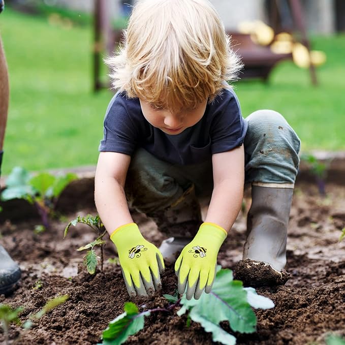 18 Pairs Kids Gardening Gloves Children Garden Glove Foam Rubber Coated Yard Work Gloves for Kids Toddlers Youth Boys Girls (Small (Age 3-5))