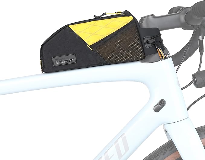 Rhinowalk Bike Frame Bag 1.2L, Waterproof Handlebar Bag with Phone Holder, Small Front Bag with Strap or Screw Mount, Fits Most Bikes – Black+Yellow