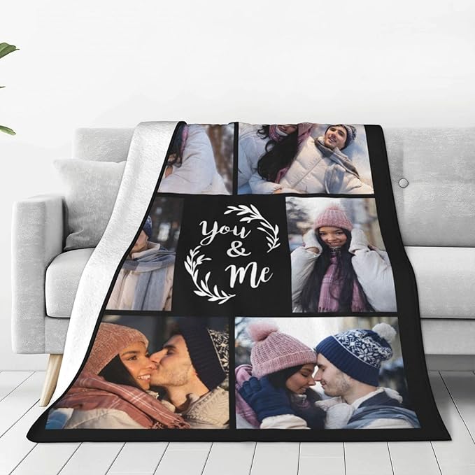 Custom Blanket with Photos, Personalized Blankets with Picture, I Love You Girlfriend Boyfriend Couples Gifts, for Birthday Christmas Women Men Adult Kids Mom Dad Wife Husband