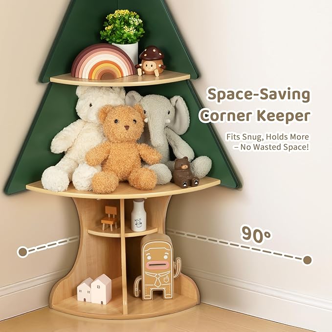 OOOK Kids Book Shelf Tree Bookshelf for Kids, Corner Bookshelf with Storage, Montessori Book Shelf for Classroom, Playroom, Bedroom, Nursery