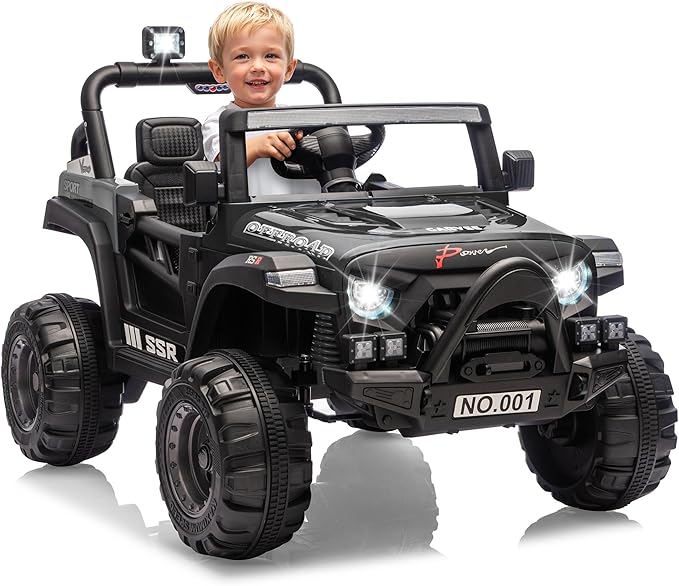 12V Ride On Car for Kids, Ride On Toy w/Parent Remote, Spring Suspension, Bluetooth, Music & Horn, LED Light, 4.1MPH Max Speed, 3 Speeds, Electric Car for Kids Toddlers Age 3-8, Black