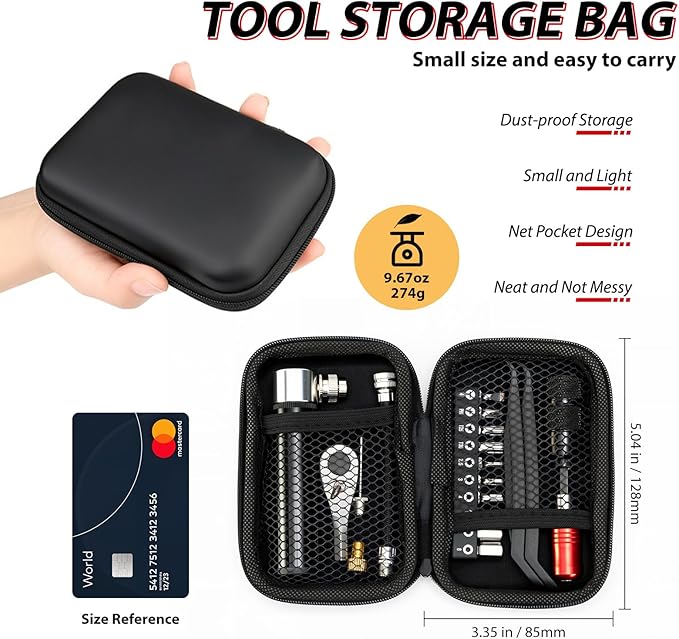 Bike Repair Tool Kit with 10 Magnetic Bits - Alloy Multitool for Bicycle, MTB, Road Cycling - Portable Multifunction Tool Set in One Safety Kit