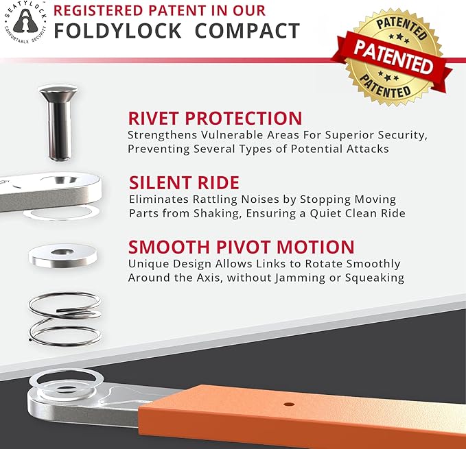Seatylock FoldyLock Compact Folding Bike Lock - Award Winning Patented Lightweight High Security Bicycle Lock - Heavy Duty Anti Theft Smart Secure Guard with Keys & Case for Bikes or Scooters